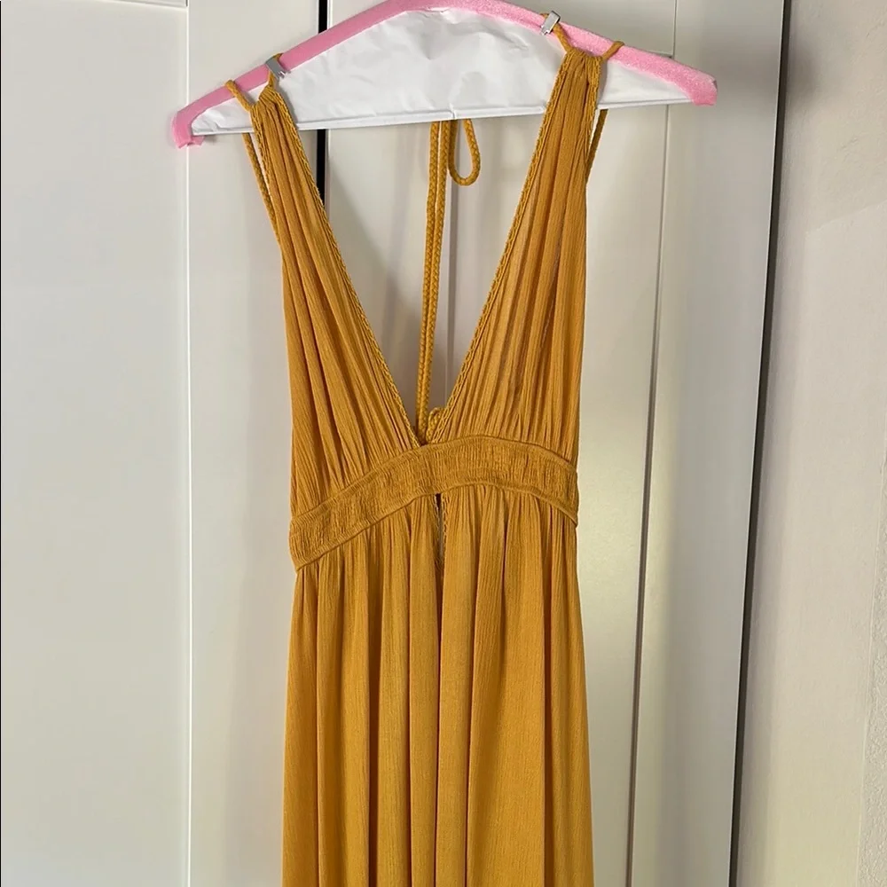 Astr Mustard Yellow Halter Maxi Dress - Picture 2 of 5